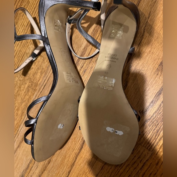 Brand New Stuart Weitzman Starla Silver Strappy Sandals Size 10 - Picture 5 of 16